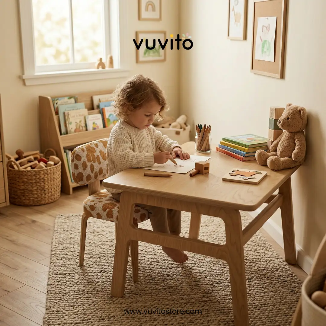 Junior Çocuk Masa Sandalye Seti – Meşe