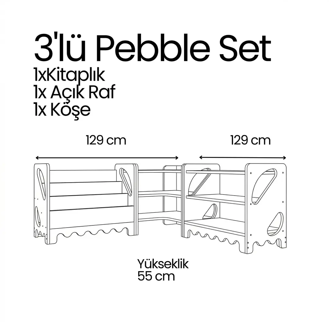 3'lü Pebble Modüler Set